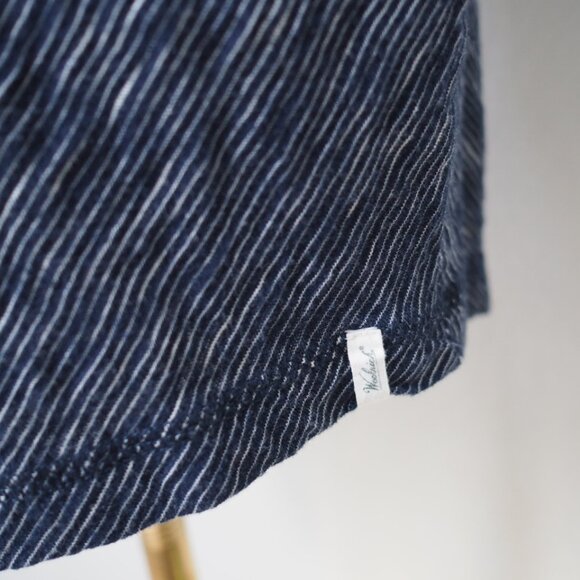 Vintage Woolrich Extra Large Drawstring Waist Navy Striped Dress 100% Cotton - Picture 4 of 13